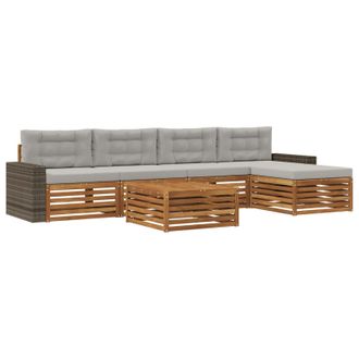 vidaXL Conjunto De Sof&aacute;s De Exterior 6 Pcs Natural Y Gris Claro Vidaxl