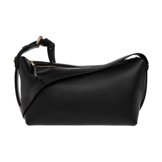 Moschino Leren Schoudertas Met Logo - Dames - Tassen - Zwart - Maat: ONE Size Leer