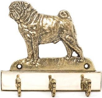 OEM Pug, Carlin: Un Colgador De Llaves Con Un Perro, Un Soporte De Lat&oacute;n Para Accesorios Para Perros, Una Elegante Decoraci&oacute;n Para El Pasillo De Art-dog