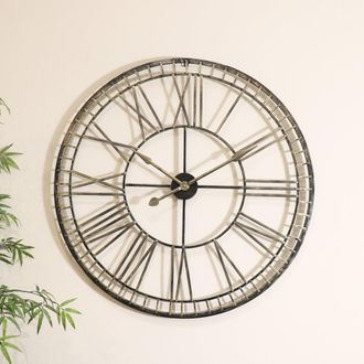 Melody Maison Extra Large Rustic Gold Skeleton Wall Clock 102cm X 102cm