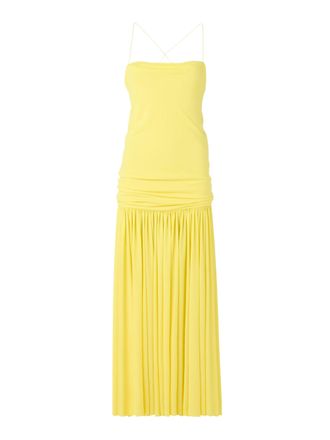 Jacquemus Yellow Draped Crossed Straps Viscose Midi Dress