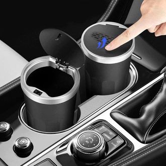OEM Mini Papelera Para Coche Con Tapa, Contenedor De Residuos Port&aacute;til Para Veh&iacute;culos, Pastillas De Aromaterapia, Portavasos, Consola, Puerta, Negro