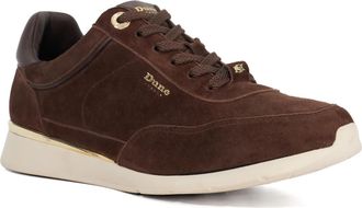 Dune London Womens Ladies Entitle - Brown Leather Lace Up Runner Trainers Suede - Size UK 6