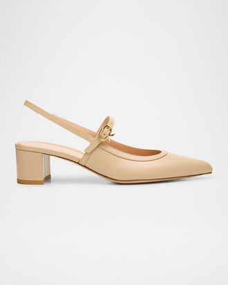 Gianvito Rossi Calfskin Mary Jane Slingback Pumps