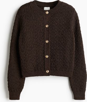 H&M Cardigan in Strukturstrick - Brown