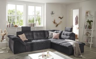ED EXCITING DESIGN Ecksofa »Estrella L-Form« mit Bettfunktion, Bettkasten, Armteilverstellung & Kopfstützen