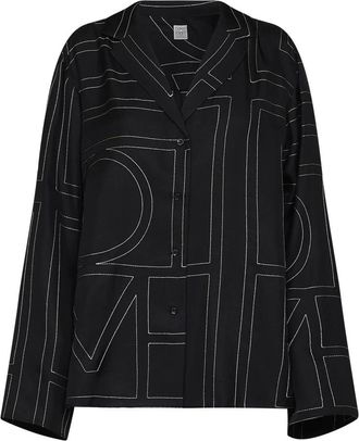 Toteme Monogram Zijde Blouse - Dames - Overhemden - Zwart - M - Overhemden