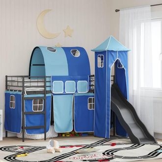 Berkfield Home KidsLoft Bed Frame Plain Black & Blue 75 x 190 cm Metal