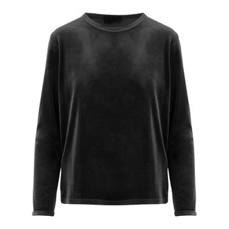 F.it Trui met lange mouwen van stretchfluweel - Dames - Longsleeves - Zwart - 2XL - Polyester - Tops