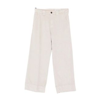 White Sand Wide Trousers, female, Gray, 2XS, Dove Grey Trousers with Cuffed Hems