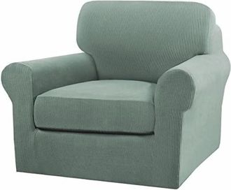 OEM Juego De Fundas De Dos Piezas De Tela Gruesa Para Sillas, Adecuadas Para Sillones De Sal&oacute;n, Compatibles Con Sillas Y Cojines De Tama&ntilde;o Est&aacute;ndar - Cian