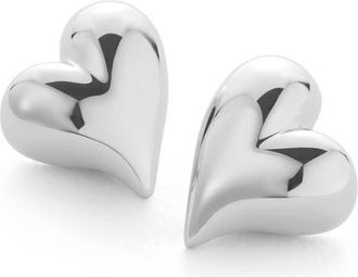 JENNY BIRD Art Heart Button Stud Earrings in High Polish Silver at Nordstrom