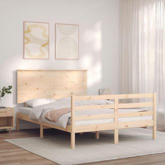 vidaXL Estructura De Cama Con Cabecero Madera Maciza 140x190 Cm Vidaxl