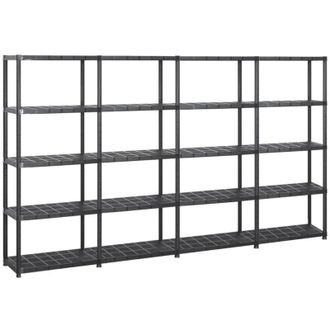 vidaXL Estanter&iacute;as De Almacenaje 5 Niveles Pl&aacute;stico Negro 284x38x170cm Vidaxl