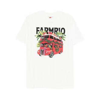 Farm Rio Farm Rio, Tops, Dames, Wit, S, T-shirt met grafische print en ronde hals