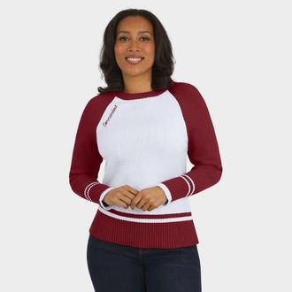 WEAR by Erin Andrews Womens WEAR by Erin Andrews White/Burgundy Washington Commanders Colorblock Raglan Sweater at Nordstrom, Size Medium