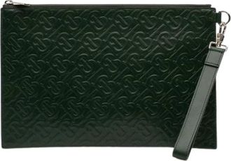 Burberry Pre-owned Clutches, female, Green, Size: ONE SIZE Pre-owned Embossed Leather Clutch