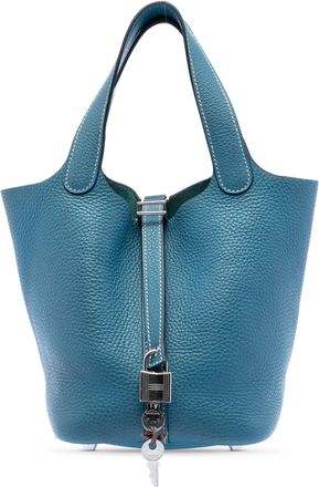 Herm&egrave;s Pre-owned Womens Clemence Picotin Lock 18 - Blue Leather - One Size