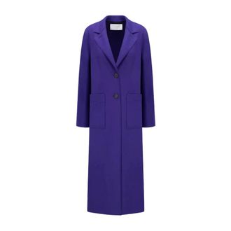 Harris Wharf London Single-Breasted Coats, female, Purple, Size: XS Purple Wool Coat