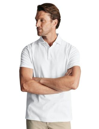 CHARLES TYRWHITT Short Sleeve Cotton Stretch Smart Pique Polo in White at Nordstrom, Size Xx-Large
