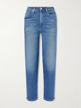 Citizens Of Humanity Jeans Cropped A Gamba Dritta E Vita Bassa In Denim Riciclato Palma - Blu