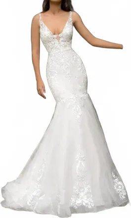 Jessica McClintock Trumpet Formal Gown In Ivory