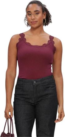 Rosemunde Babette Zijde SL U-hals Lange Kant Top - Dames - Tops - Rood - Maat: L Zijde