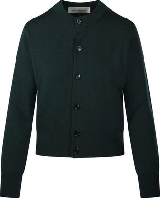 Ami ADC Ronde Hals Cardigan - Dames - Vesten - Groen - XS - Wol - Truien & Vesten