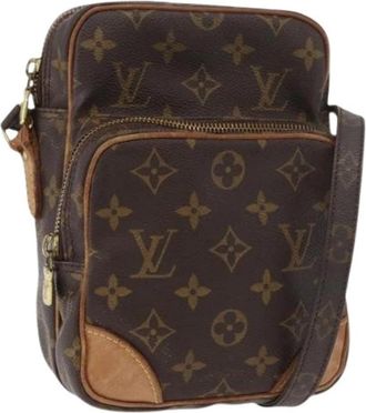 Louis Vuitton Pre-owned Monogram Canvas Shoulder Bag - Dames - Vintage Schoudertas - Bruin - ONE Size - Leer - Vintage