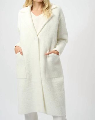 Joseph Ribkoff Notched Collar Long Sleeves Faux Fur Coat In Winter White