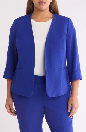 Kasper Cardigan-Style Stretch Crepe Blazer in Royal Signature at Nordstrom, Size 20W