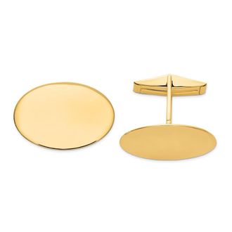 Diamond2Deal 14K Yellow Gold Oval Mens Cuff Links