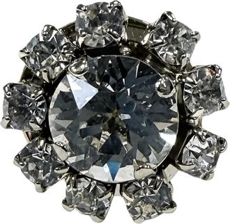 Maison Margiela Ring met bloemenmotief en kristalversiering - unisex - Ringen - Grijs - M - Accessoires