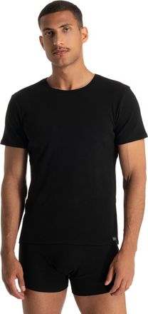 Bruno Banani Rundhalsshirt BRUNO BANANI FINE RIB, Herren, Gr. XXL, schwarz, Feinripp, Obermaterial: 96% Baumwolle, 4% Elasthan, unifarben, Basic schmal h&uuml;ftbedecke