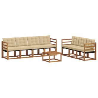 vidaXL Conjunto De Sof&aacute;s De Exterior Con Coj&iacute;n 8 Pcs Natural Y Beige Vidaxl