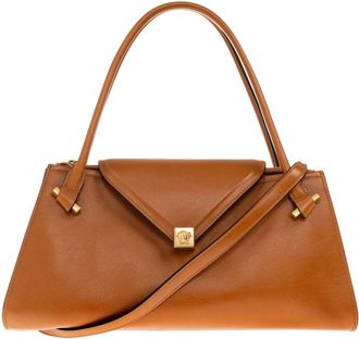Versace Severine Leren Schoudertas - Dames - Handtassen - Bruin - ONE Size - Katoen - Tassen