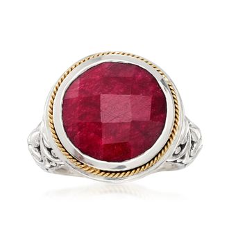 Ross-Simons Balinese Ruby Ring in 18kt Yellow Gold and Sterling Silver