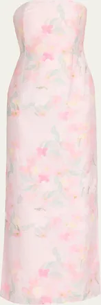Bernadette Elora Strapless Floral Linen Maxi Dress