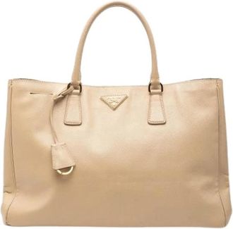 Prada Pre-owned Galleria Tote Bag - Dames - Vintage Shopper - Beige - ONE Size - Leer - Vintage