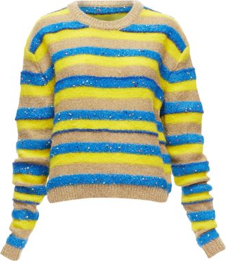 Ashish striped mixed sequins lurex knitted sweater top