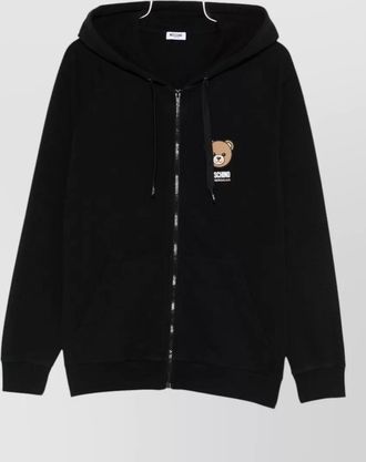 Moschino hooded crewneck jacket long sleeves hem