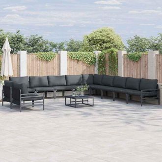 vidaXL Conjunto De Sof&aacute; De Jard&iacute;n 11 Pcs Antracita Acero Vidaxl