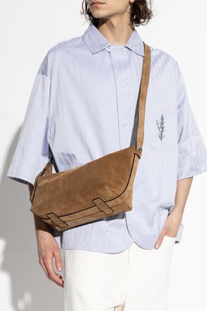 Moschino Suede Shoulder Bag, Mens, Brown