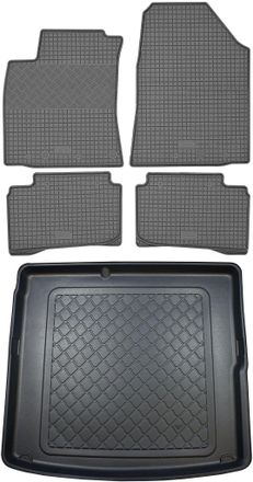 OEM Hyundai Ioniq H&iacute;brido/el&eacute;ctrico Hatchback (5 Puertas) Desde 07.2011 Set - Alfombrillas De Goma Para Coche + Alfombrilla Para Maletero