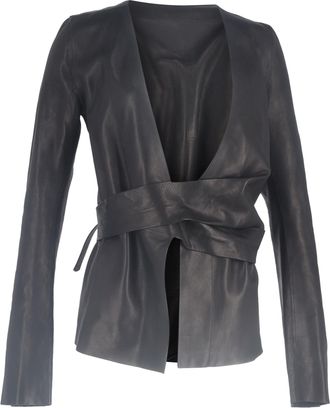 Rick Owens Wrap Jacket in Black Leather
