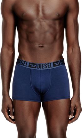 Diesel Three-pack of stretch cotton boxer briefs with tonal waistband - Trunks - Man - Blue