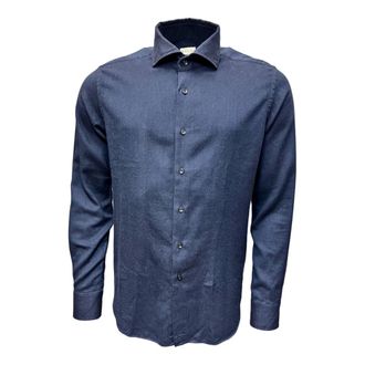 Xacus Navy flanellen overhemd met Lyocell - Heren - Casual Overhemden - Blauw - XL - Katoen - Overhemden