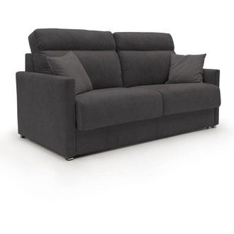 Divani.Store Divani.store - Margot Divano letto matrimoniale con schienale morbido alto in tessuto T02 196 cm (mat. 160x197) nero