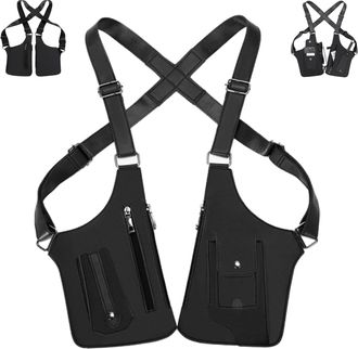 Generic Premium Leather Adjustable Underarm Shoulder Bag, Anti-Theft Hidden Chest Crossbody Travel Bag with Multiple Pockets for Daily Use (Black)