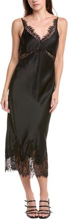 L'agence Scotly Lace Trim Silk Midi Dress